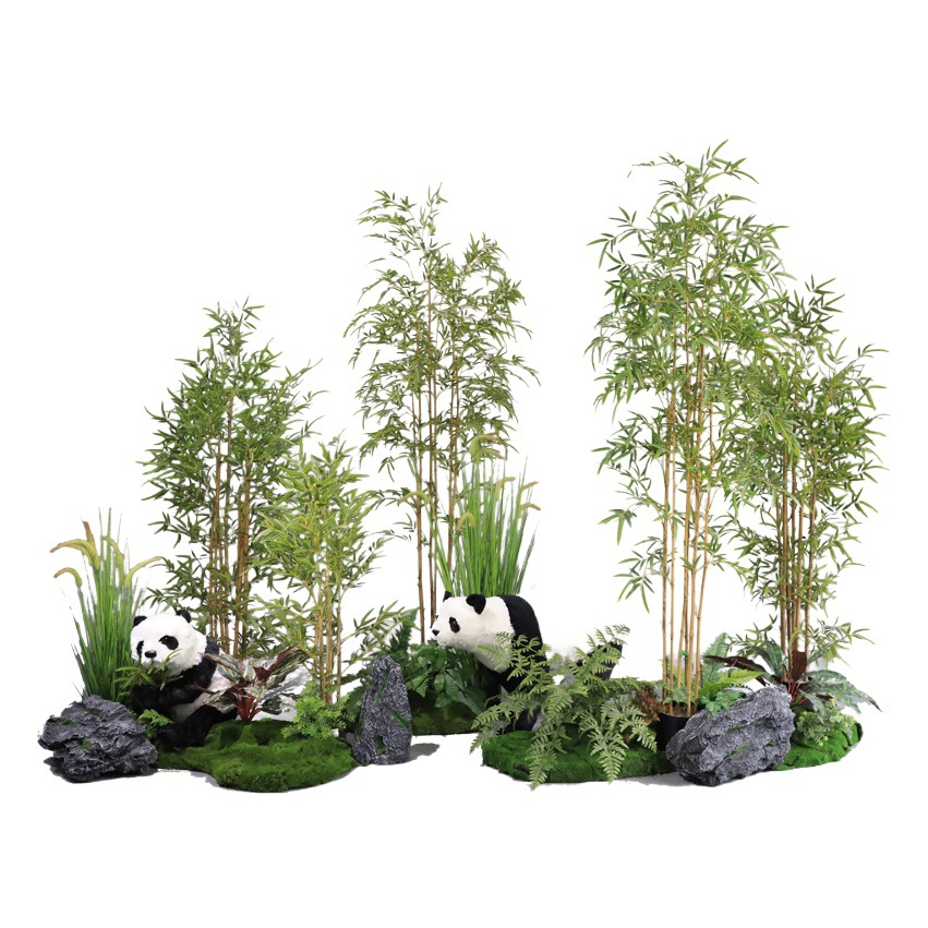 Gran planta verde artificial paisaje biónico combinación de plantas paisaje interior piso decoración bonsai paisaje de bambú artificial