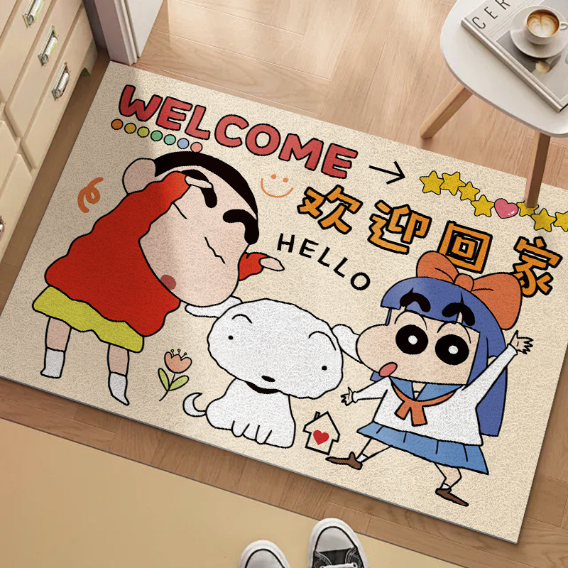 漫画ハローキティワイヤーフープフロアマット、お手入れ簡単、カット可能なPVCドアマット、滑り止め、汚れ防止、耐摩耗性、防塵フットマット|undefined