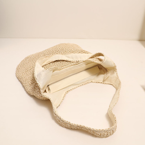 A new style large capacity shoulder grass woven bag, simple grass bag, woven bag for vacation, beach bag, casual women's bag