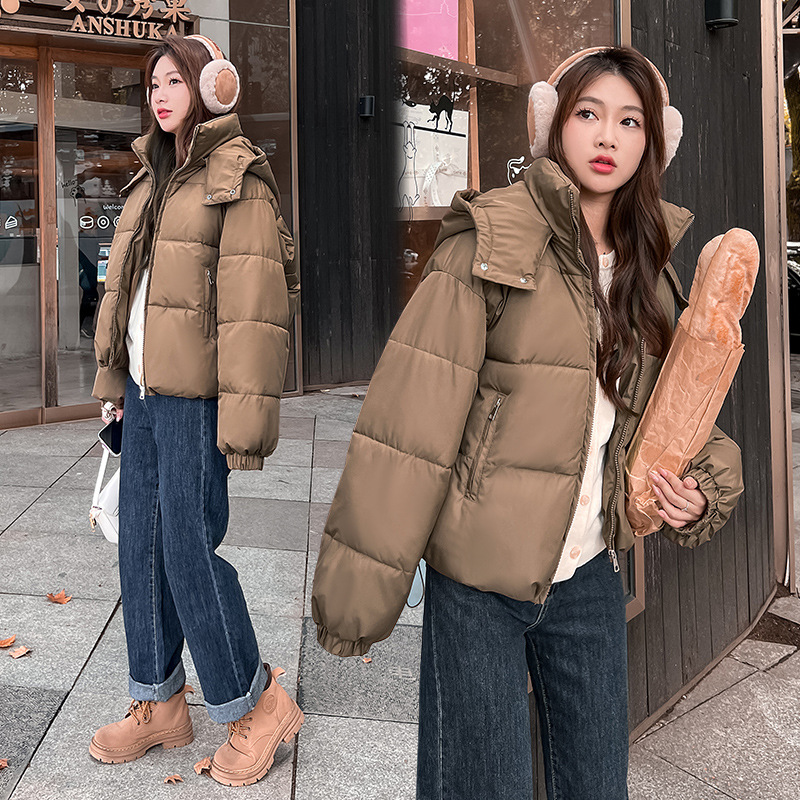 Zimowa puchowa kurtka bawełniana 2023 nowa bawełniana kurtka damska wersja koreańska z kapturem luźna kurtka chlebowa krótka kurtka studencka_voghion.com