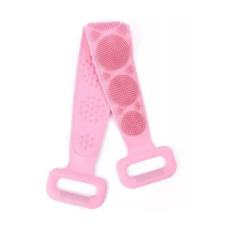 Silicone double‑sided exfoliating back strap, long bath towel with handles, unisex