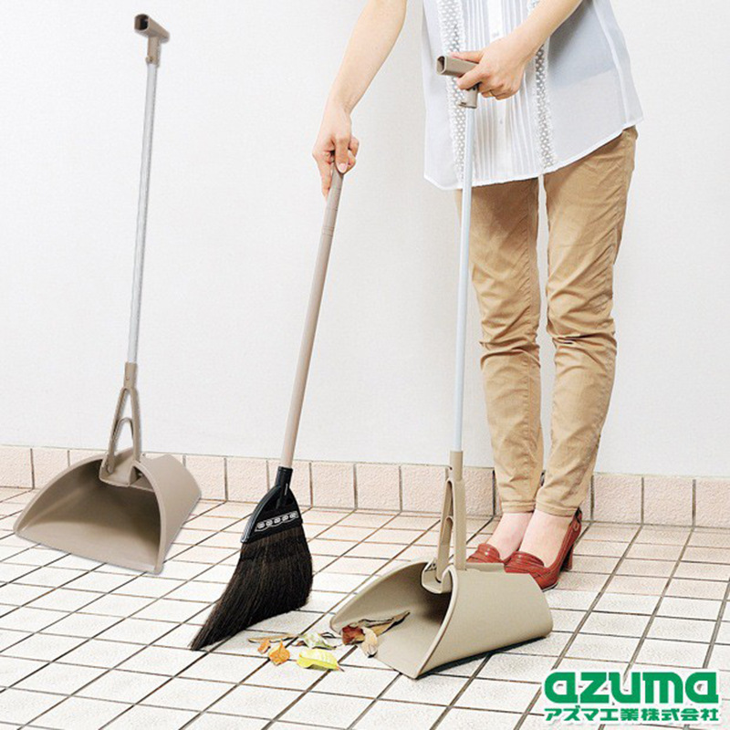 Azuma Imported Household Broom, Rotatable High-Quality Broom with Natural Bristles, Set with Dustpan and Long Handle, No Dead Corners
