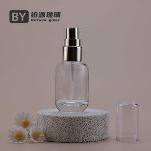 Spot 30ml Liquid Foundation Bottle Press Pump Head Essence Lotion Bottle Cosmetics Set Transparent Glass Bottle