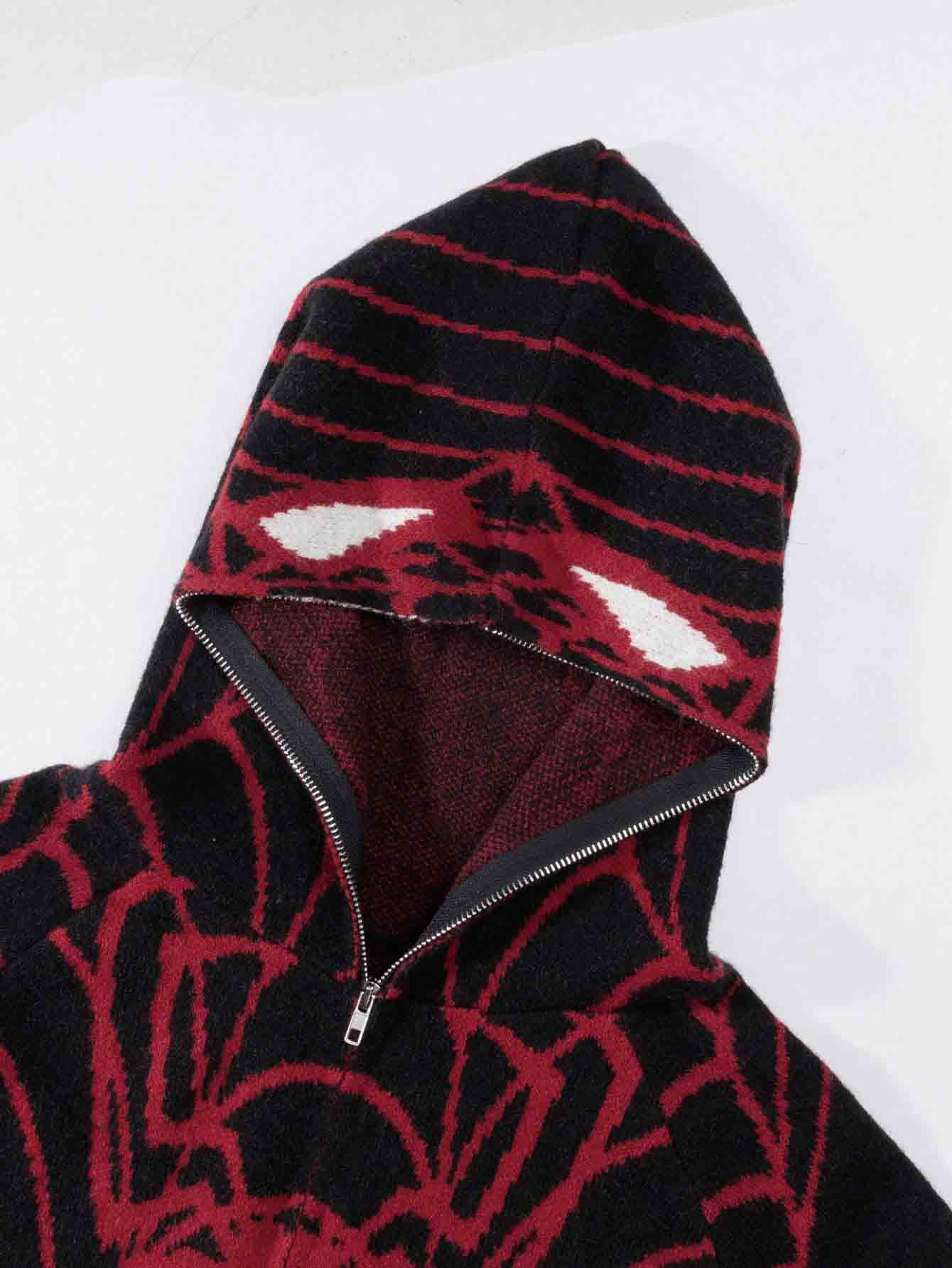 Men's Clothing new fashion casual street fashion long sleeved cardigan loose spider web dark unisex sweater_voghion.com