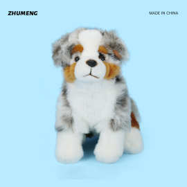 跨境仿真动物澳洲牧羊犬公仔毛绒玩具宠物小狗玩偶男孩安抚布娃娃