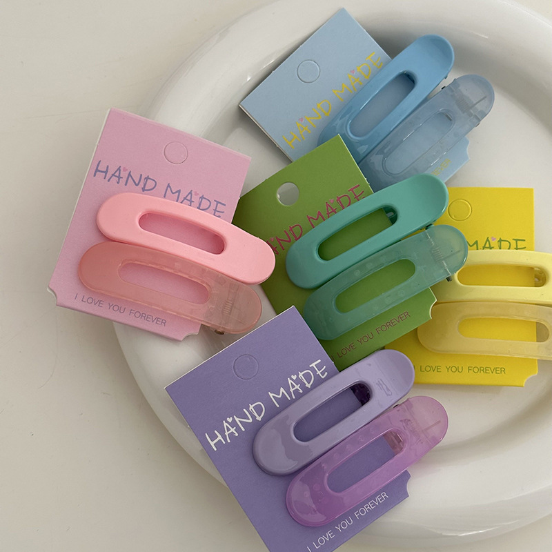 Fermaglio ovale in plastica color crema per capelli set 2_voghion.com