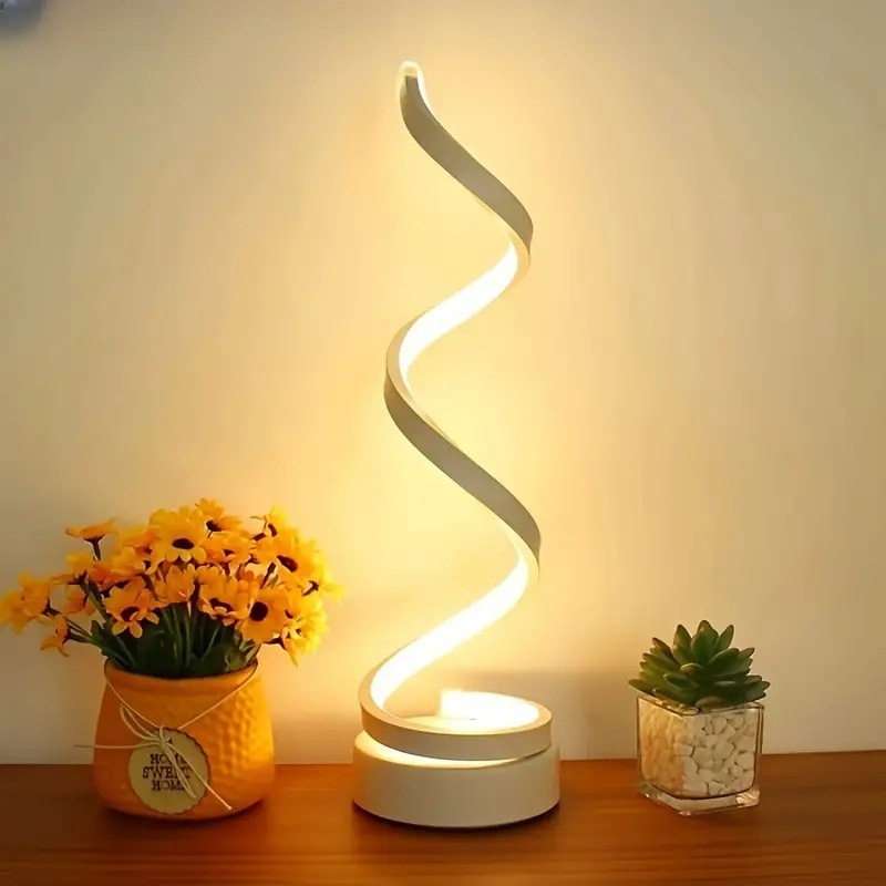2026 transfronterizo para lámparas de escritorio en espiral lámpara de atmósfera moderna lámpara de noche minimalista led lámpara de escritorio serpente enchufe USB cabezal de cama