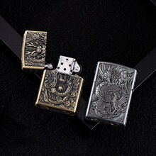 JL2011六面精雕三件套精致包装金属煤油打火机高品质防风打火机