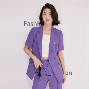 White-collar teacher beautician work clothes business attire women's short-sleeved suit 2023 spring and summer new slim temperament