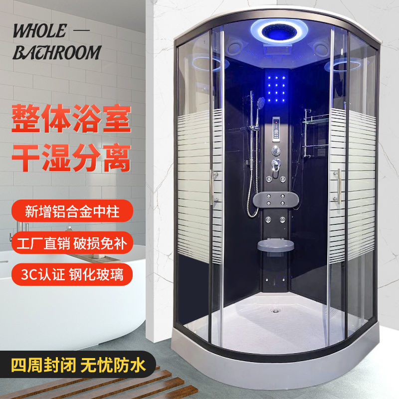 Envío gratis Cuarto de baño completo Cuarto de baño completo Tabique de vidrio Cerrado Baño integrado separado en seco y húmedo
