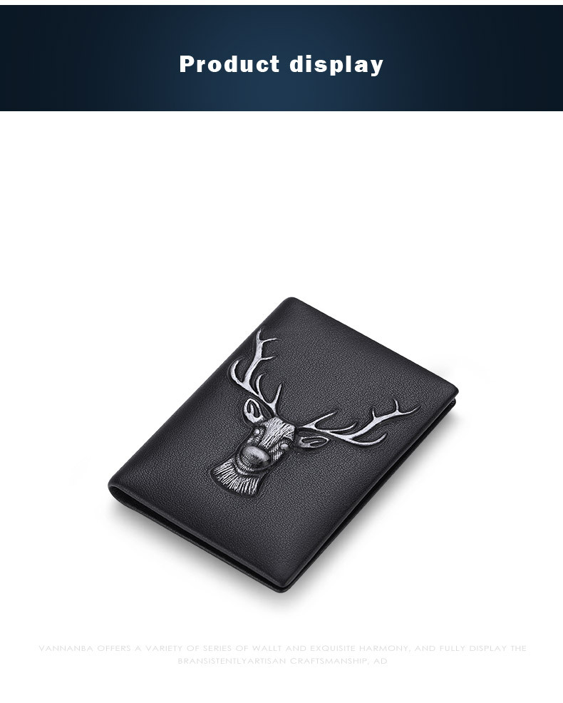 Ví card holder nam da bò thật mỏng nhẹ nhiều khe thẻ phong cách đầu hươu chi tiết 7