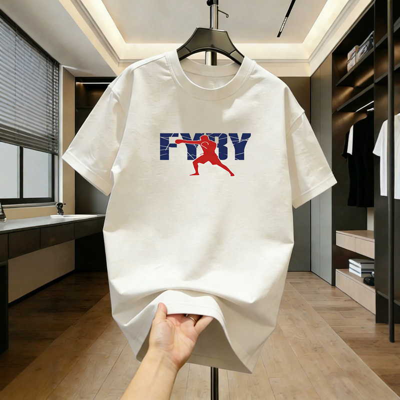 Available for overseas wholesale~Heavyweight pure cotton short-sleeve T-shirt for men, summer 2026 new style top, Chinese trendy style for men and women, couple's style