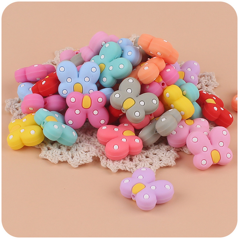 Bebé de dibujos animados silicona mariposa pequeño mordedor creativo bebé DIY chupete cadena pulsera accesorios juguete
