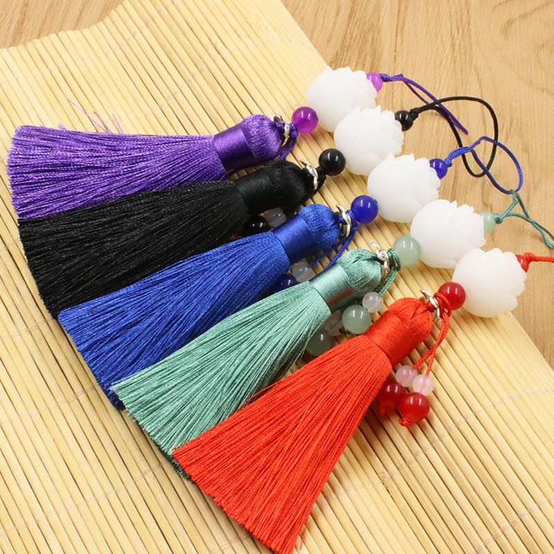 8cm5層蓮花手機吊穗流蘇吊墜掛件飾品掛繩鏈掛飾古風香包香囊批發