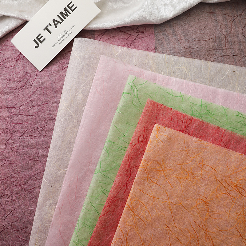 Flower Xunli Rhyme Papel de ensueño Papel de fibra de seda de cáñamo Papel macarrón de fantasía de alta calidad Bolso diyano hecho a mano Papel de arte de flores