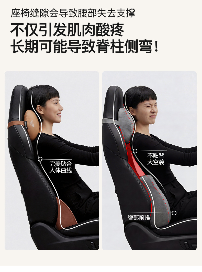 Car Lumbar Support Cushion for Drivers, a Back-Protecting Device for Driving, Suitable for Tesla Headrests