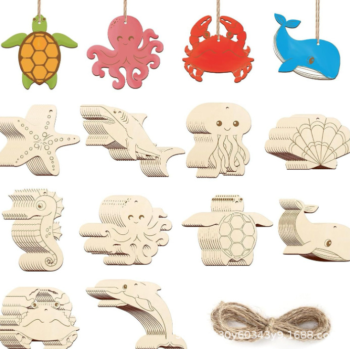 DIY Handmade Craft Wooden Puzzle Blanks Decorative Toy Set for Children Assembly and Painting
