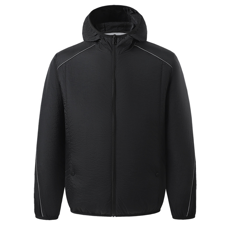 Ropa de aire acondicionado transfronteriza modelos de pareja de manga larga ropa de protección solar con capucha negra ropa de aire acondicionado refrescante protección solar transpirable para hombres y mujeres image 8