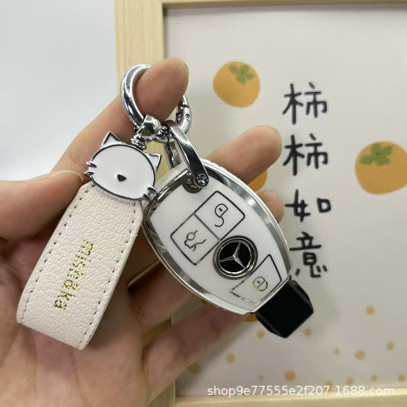 Новый модный брелок для ключей с кошачьим дизайном и алмазной застежкой, цинковый сплав, подковообразная застежка, металлический брелок-подвеска, аксессуары