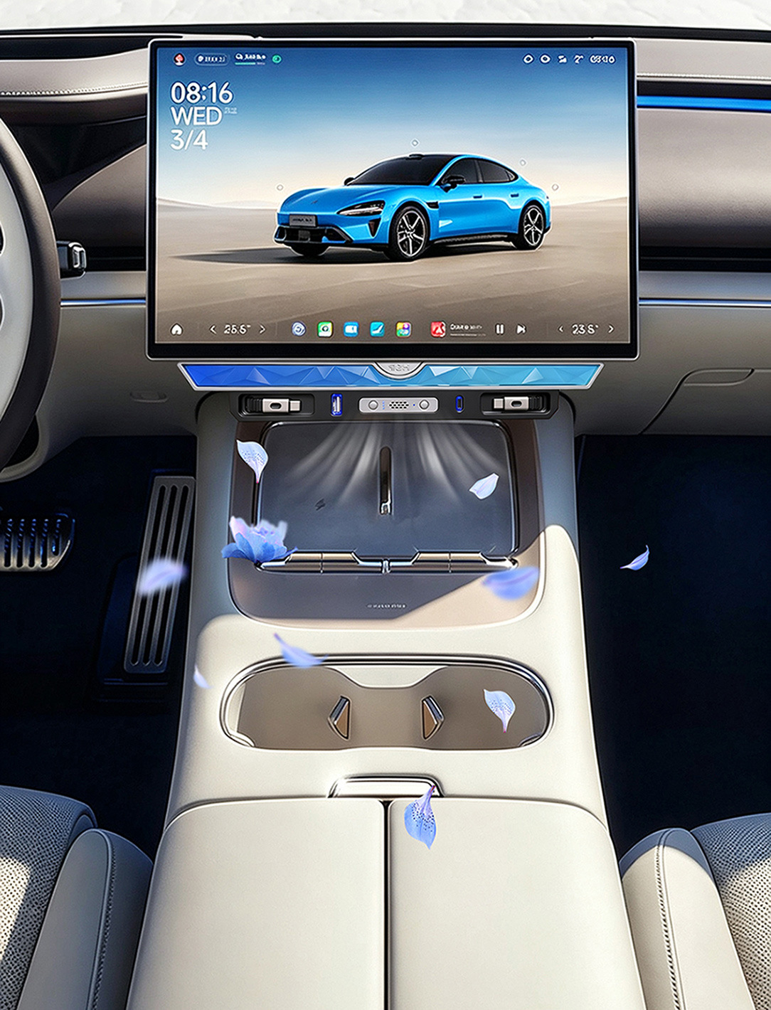 Suitable for Xiaomi's New Su7 Car Charger Docking Station Crystal Fragrance System Aromatherapy Typec Super Fast Charging
