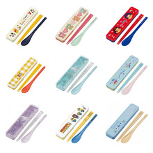 日本制原裝進口Skater學生用抗菌卡通筷子勺子兩件套裝可洗碗機