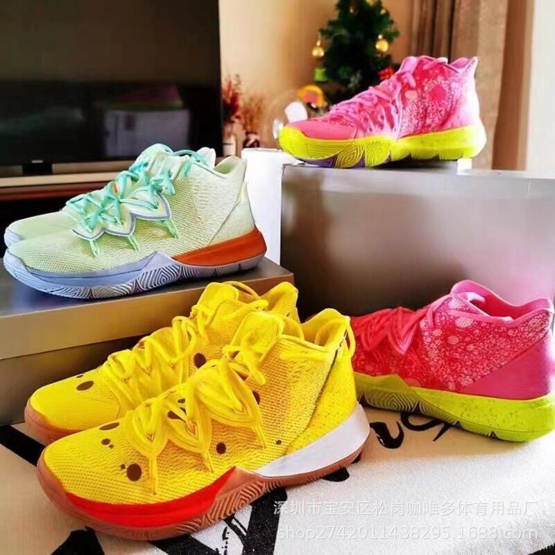 Irving 5 Spongebob Squarepants Basketball Shoes for Men and Women S2 Mandarin Duck Air Cushion Practical Sneakers Squidward Pineapple House