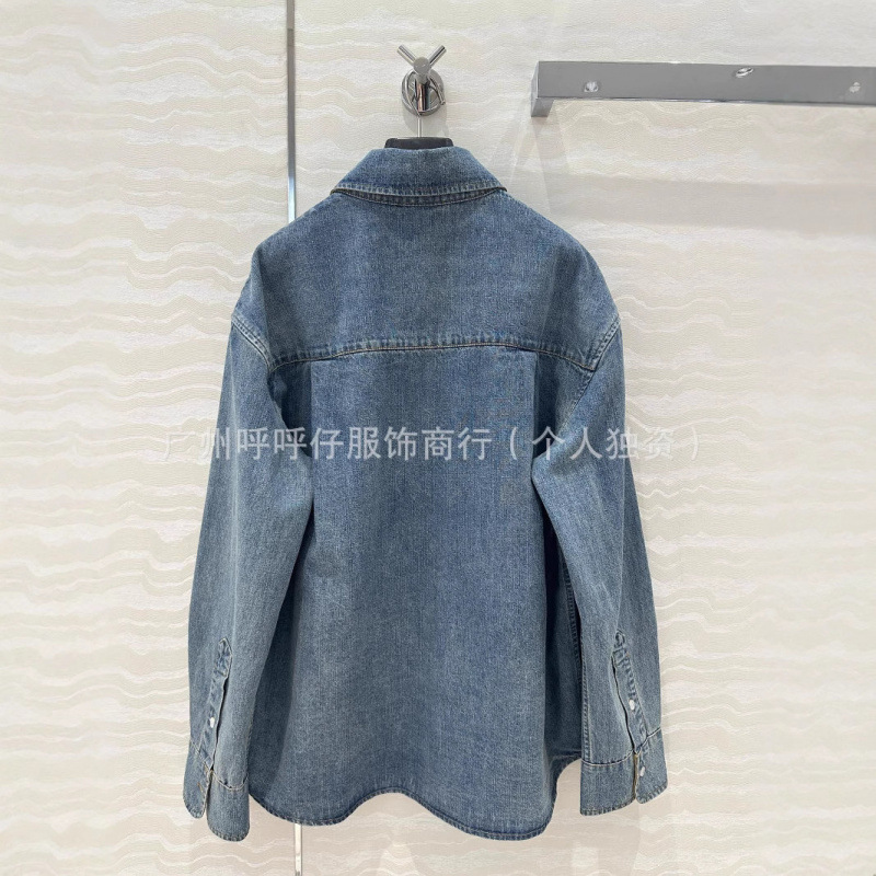 25春夏新スタイルオールドファッショナブルなウォッシュブルーデニムシャツジャケット ➕ 女性用デニムパンツ|undefined