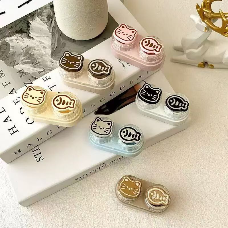 Drawer-Style Cartoon Contact Lens Companion Box, Simple Beauty Lens Case, Care Box, Compact Dual Box Drawer-Style Cartoon Contact Lens Companion Box, Simple Beauty Lens Case, Care Box, Compact Dual Box