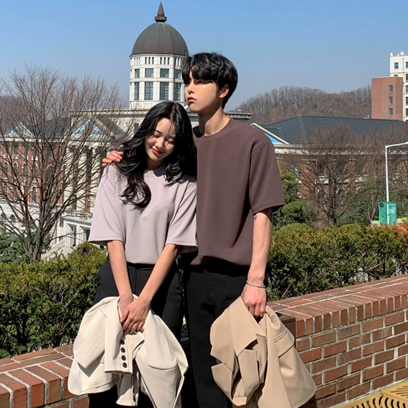 MYQ летняя однотонная свободная футболка с короткими рукавами, трендовая футболка в Корейском стиле, футболка для мальчиков, джокер