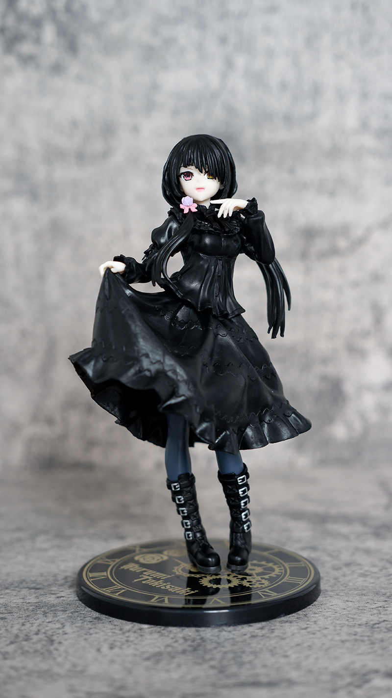 ria kurumi cute black dress QAHEART Tokisaki Kurumi Figure 1/8 Scale Anime Action Model, Black Dress Style Tokisaki Kurumi Action Figure, Minature Handmade Collectible PVC Figure Model Desktop Decoration : Toys & Games