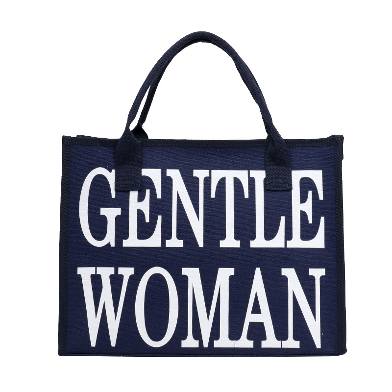 Letras coreanas de color ocio de estilo extranjero 2024 nueva bolsa de lona de hombro de gran capacidad de literatura y arte, bolsa de viento perezosa