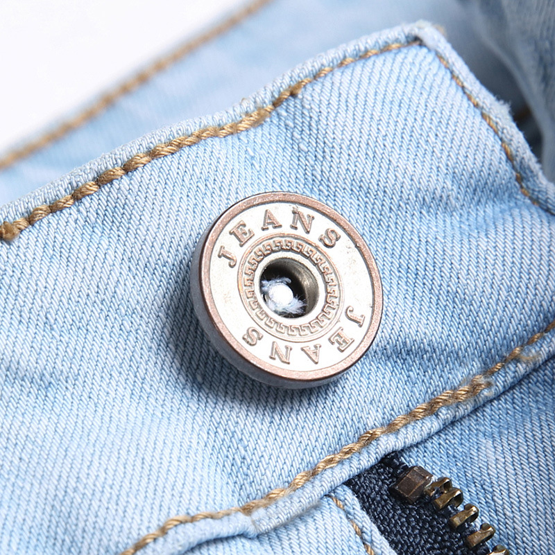 Men's Elastic Knee Ripped Patchwork Jeans New Denim Pants_mkmklike.com