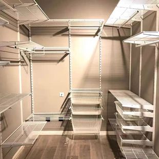 Wall-Mounted Wardrobe with Steel Frame for Bedroom, Walk-In Closet, Folding Door, Storage Room, Metal Rice Structure Wall, Open-Style Chinese Style