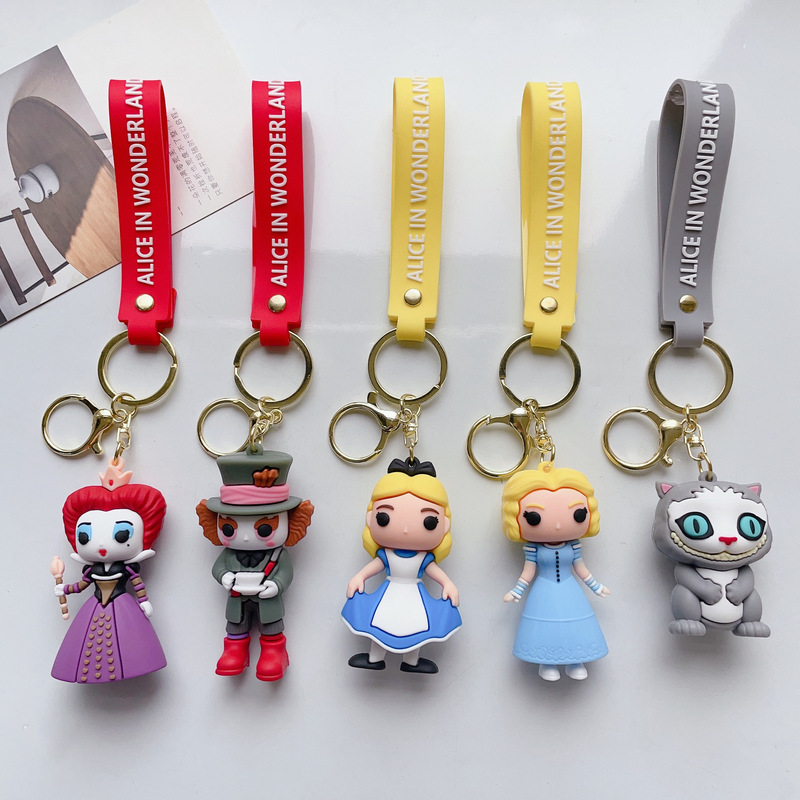 Creative Alice in Wonderland Keychain Cartoon Alice Mad Hat Red Queen Bag Pendant Wholesale Creative Alice in Wonderland Keychain Cartoon Alice Mad Hat Red Queen Bag Pendant Wholesale