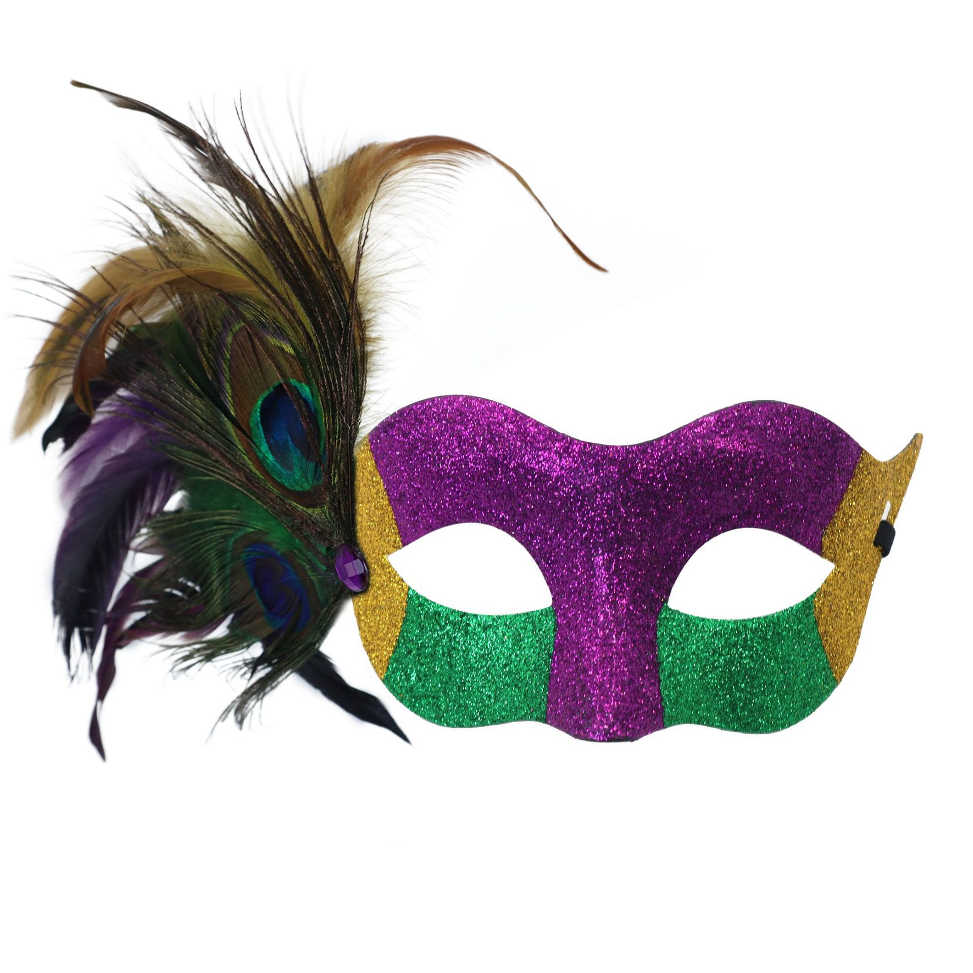 Carnaval máscara de plumas de polvo Amazon máscara de mitad de cara tricolor maquillaje de baile de fiesta accesorios de vestuario