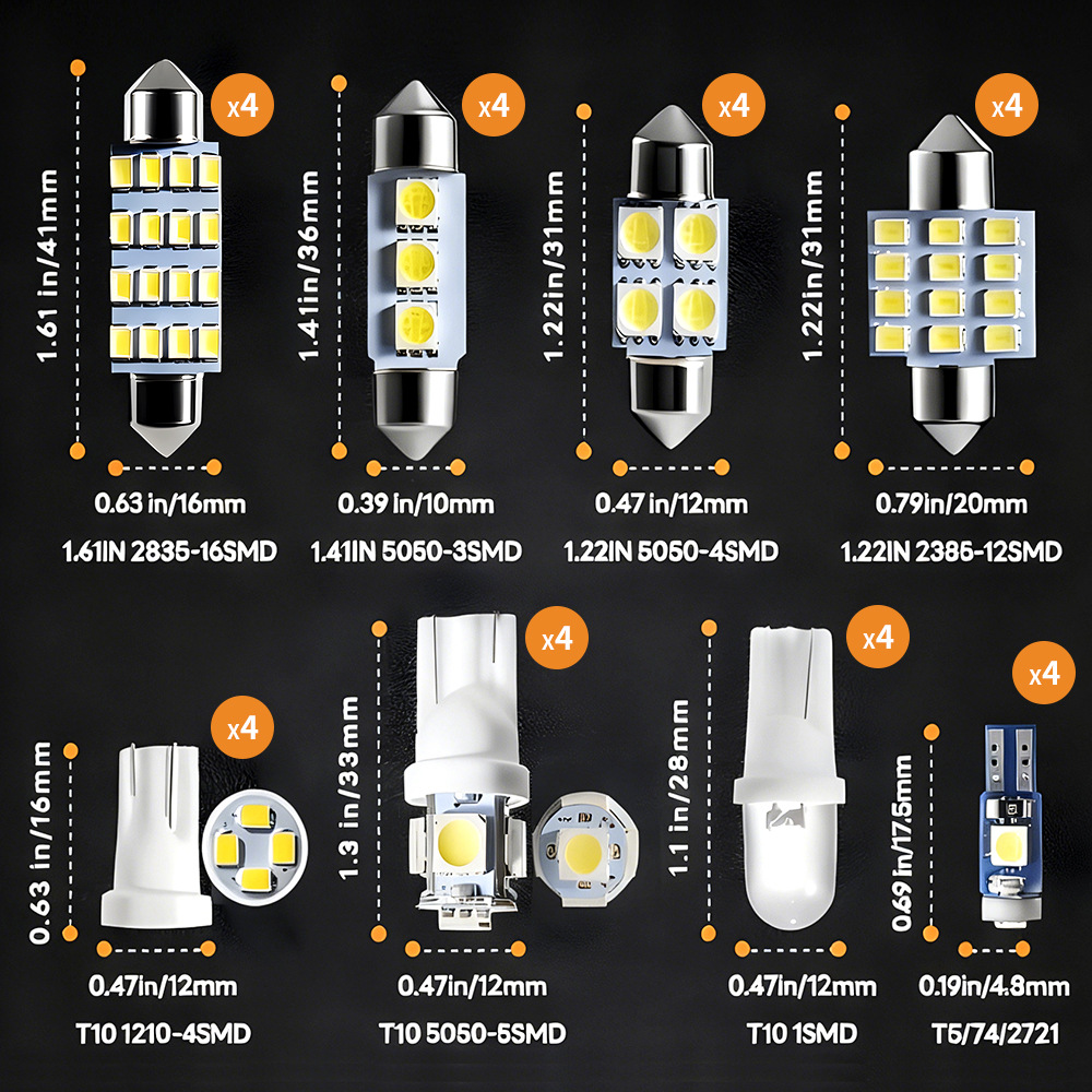 16 32 48pcs combinación de lámparas LED de automóviles transfronterizas T10 lámpara de ancho de doble punta de luz de lectura