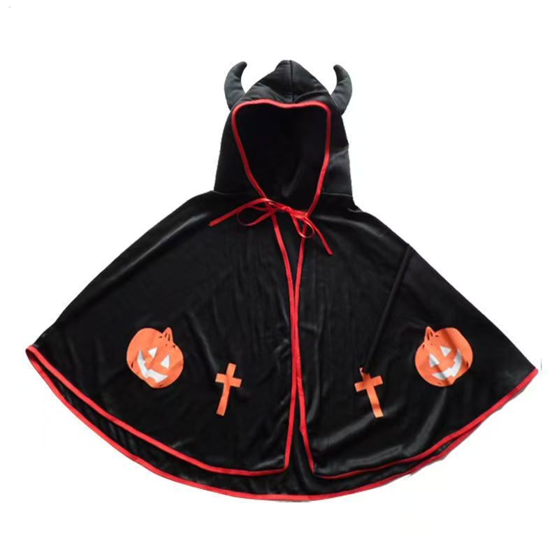 ハロウィン悪魔ホーンマントコスプレ衣装小道具ホリデーパーティーパフォーマンス子供のパフォーマンス衣装マント|undefined