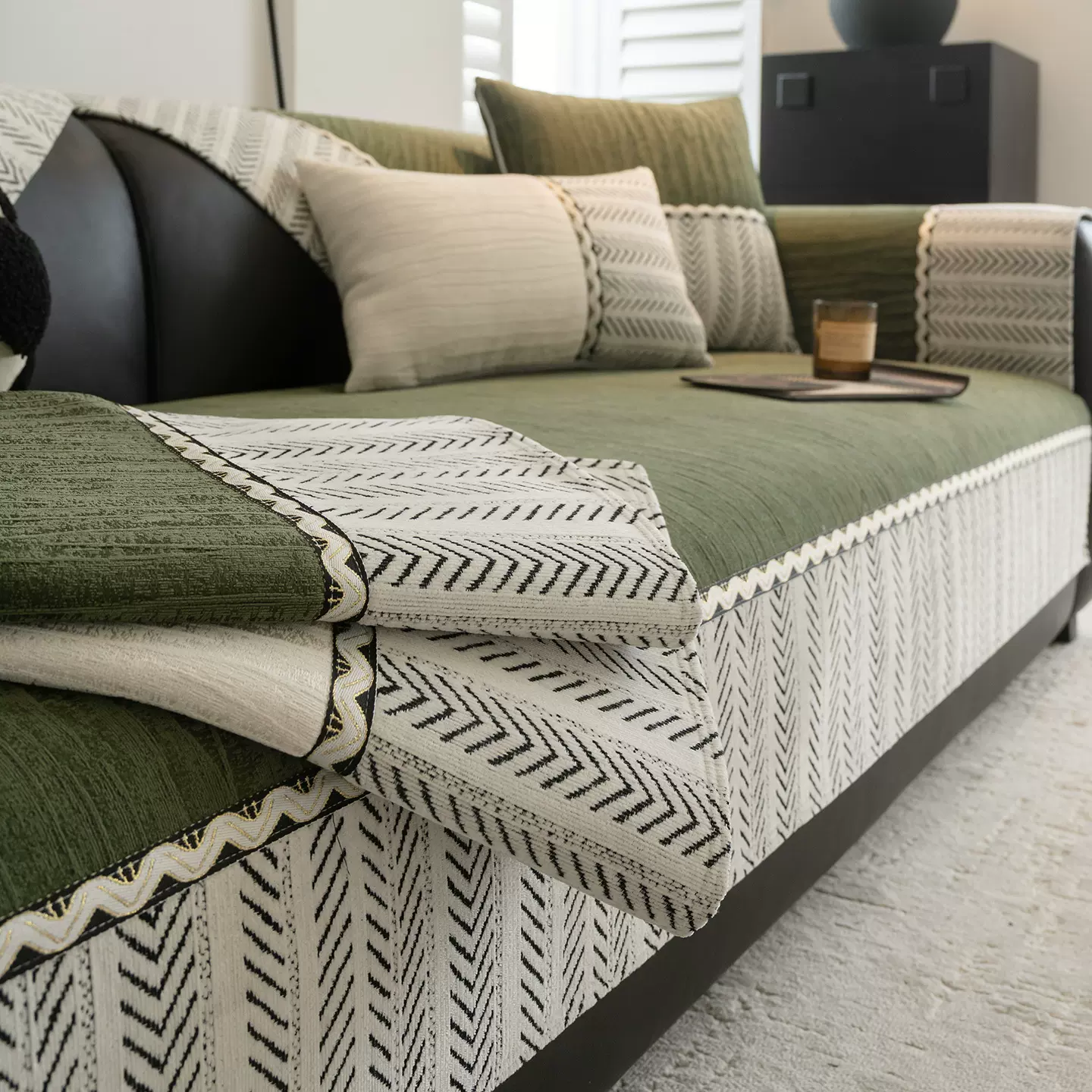 小清新加厚雪尼尔沙发垫2025新款一片式固定防滑沙发罩套批发专供