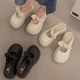 Casual Baotou Half Slippers Women's 2025 Spring and Summer New French Evening Style Dress All-match Bow Thick Sandals