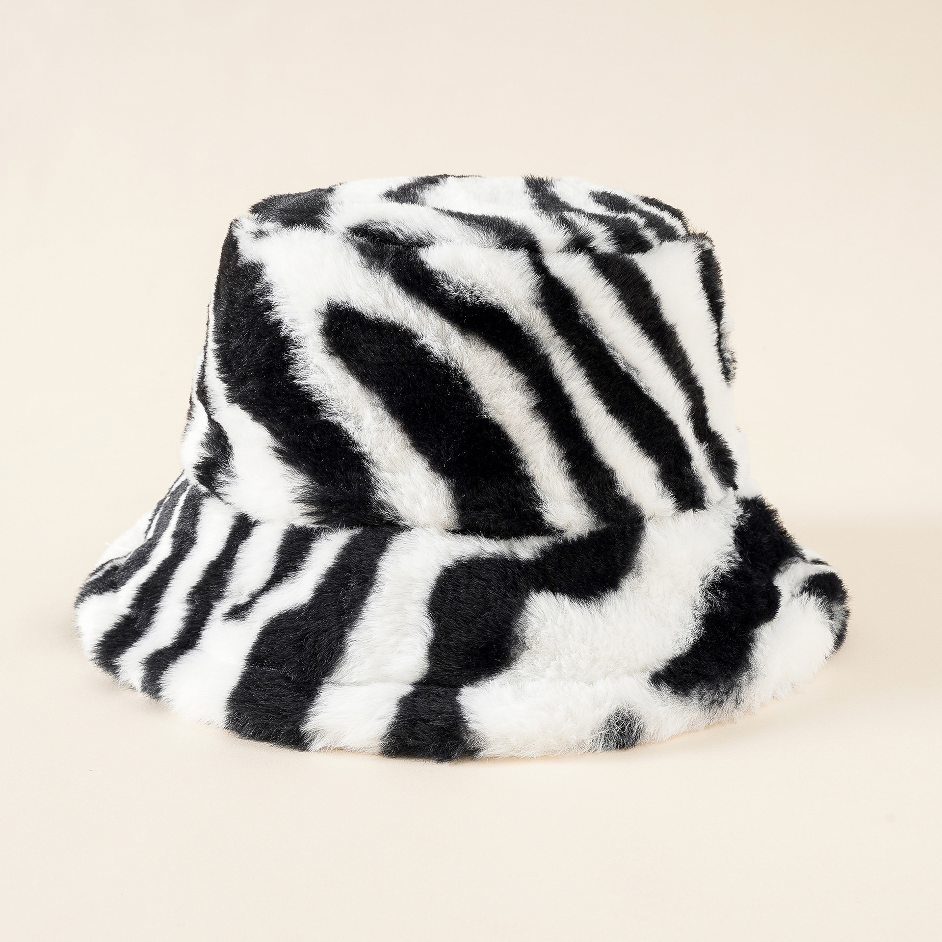Nuevo patrón de cebra sombrero de pescador Otoño e Invierno grueso forro polar sombrero de la cuenca al aire libre caliente Internet celebridad sombrero de sol moda casual