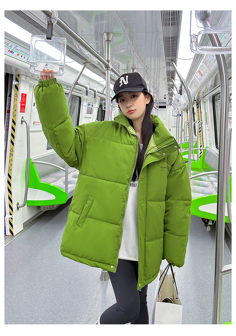 Women's Down Coat Mid Length Standing Collar Thickened Bread Style_voghion.com