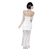 Sexy long transparent lace bottom suspender dress