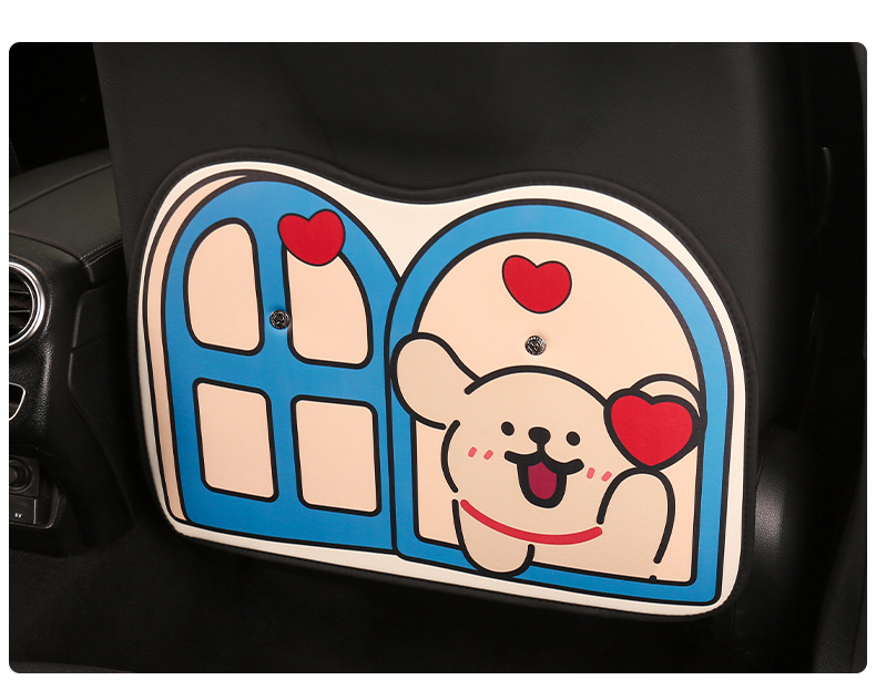Cartoon Car Anti-Kick Pad, Leather Printed Car Seat Back Anti-Dirty Protective Pad, Cute Car Rear Seat Anti-Kick Pad