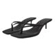 ZA special offer selection 2023 Summer new black daily wear square toe low heel flip flops for women