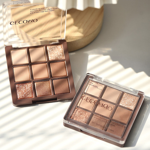 Gemeng nine-color chocolate eyeshadow palette, matte pearlescent sequins, silkworms to brighten students' earth-colored eyeshadow makeup