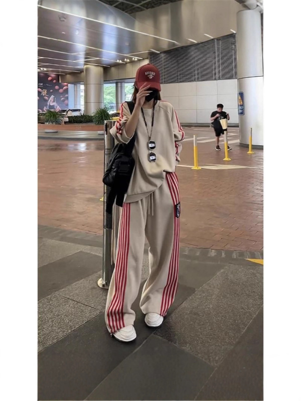 网红炸街运动套装女春秋宽松显瘦学生时尚卫衣长裤休闲两件套跑步|undefined
