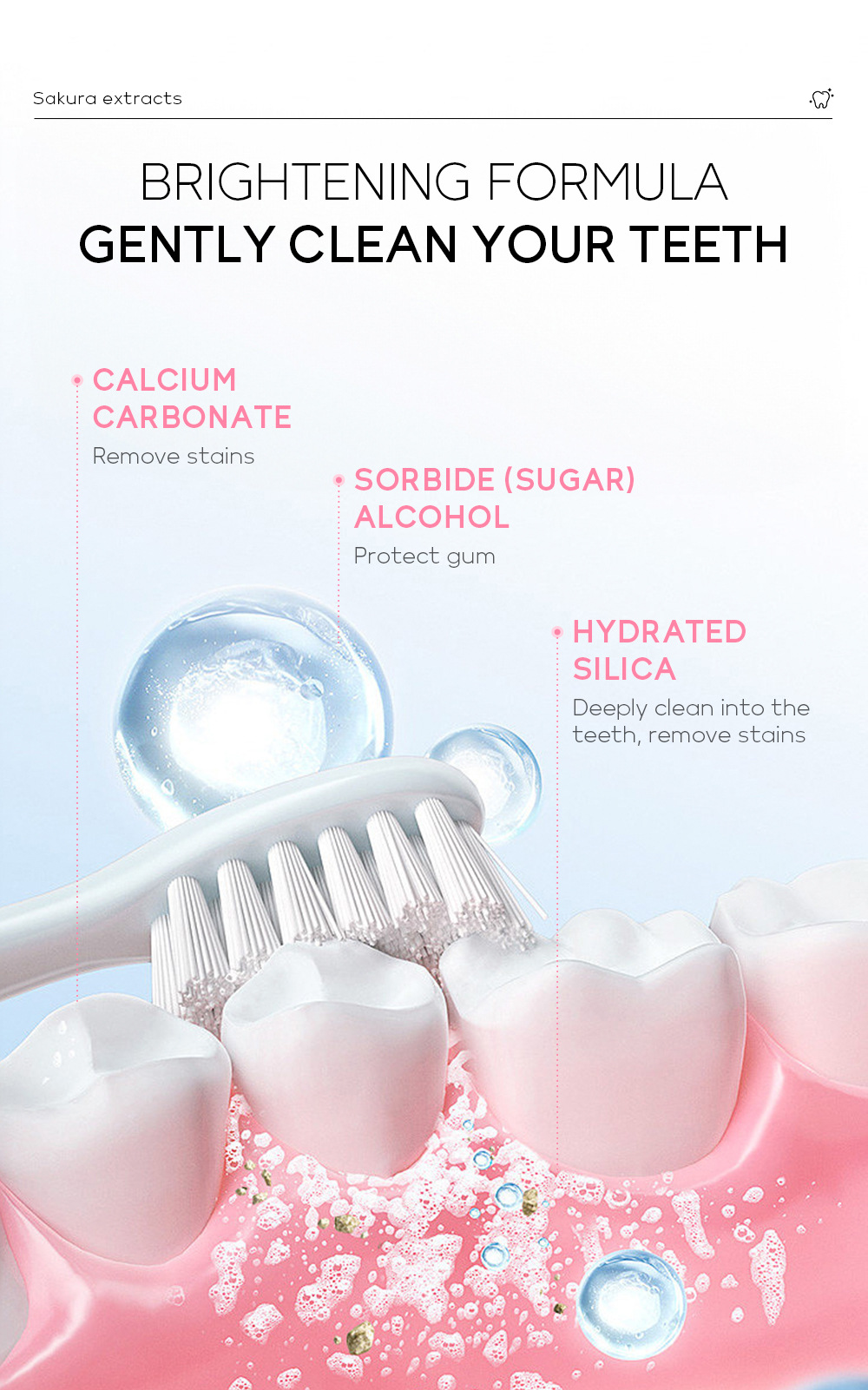 Cross-border Laikou Sakura Toothpaste 85g freshens breath, removes stains and cleans teeth. Factory wholesale in stock undefined