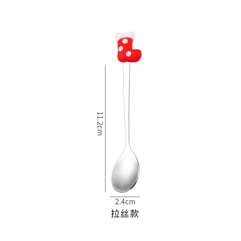 国境を越えたスプーンフォークセットクリスマス雰囲気感食器金色コーヒースプーン甘いスプーンステンレス人形クリスマス|undefined