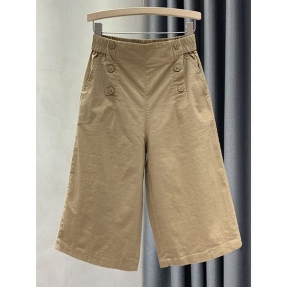 Korean Style High Waist Loose Cotton Capri Pants Women's New Summer Casual Slimming Thin Wide Leg Pants