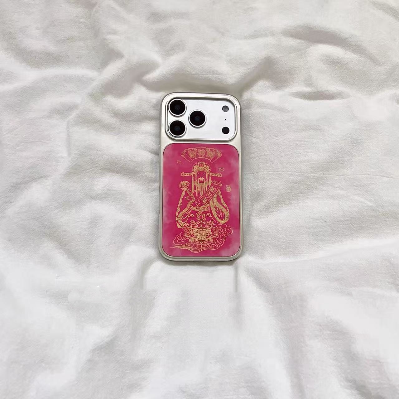China rosa rosa rosa oro dios de la fortuna para el iPhone 17 promamax Apple 16 caso de teléfono 15 nuevo 14 mujeres